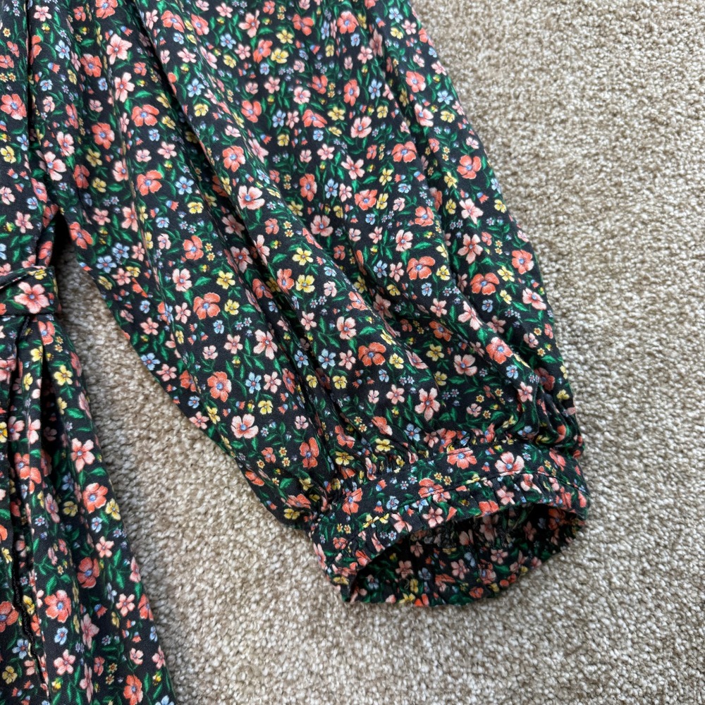 Old Navy Womens L Tall Floral Button Front Balloon Sleeve Belted Midi Dress - Picture 7 of 9